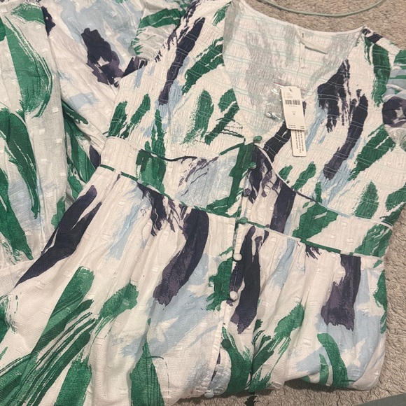 Anthropologie The Peregrine Midi Dress Assorted Color Elegant Green and Purple m - Picture 8 of 8